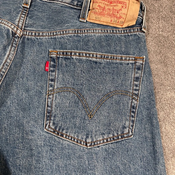 Levi's 501 Original Fit Jeans Men 36x28 Blue Button Fly Straight Leg - Picture 7 of 16